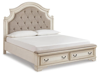 Realyn King Upholstered Panel Storage Bed and 2 Nightstands