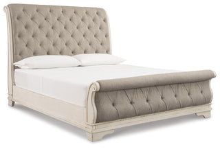 Realyn King Sleigh Bed, Dresser Mirror and Nightstand