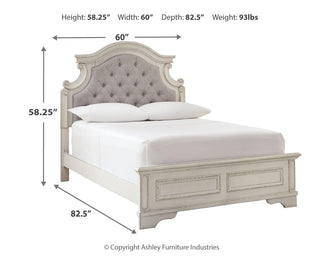 Realyn Full Panel Bed, Dresser, Mirror, Chest and Nightstand