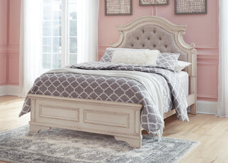 Realyn Full Panel Bed, Dresser, Mirror, Chest and Nightstand