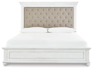 Kanwyn Cal King Upholstered Panel Bed, Dresser, Mirror and Chest