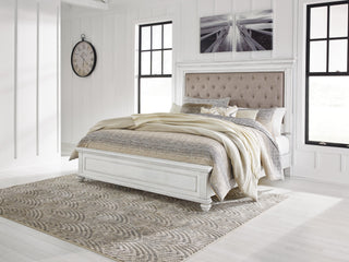 Kanwyn King Upholstered Panel Bed, Dresser and Nightstand
