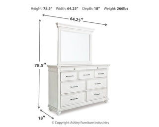 Kanwyn King Panel Bed, Dresser, Mirror and 2 Nightstands