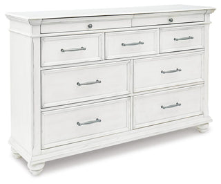 Kanwyn King Upholstered Panel Bed, Dresser and Nightstand