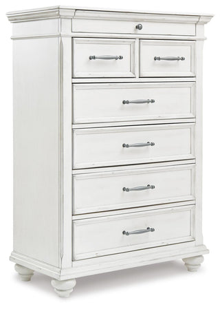 Kanwyn Cal King Upholstered Panel Bed, Dresser, Mirror and Chest