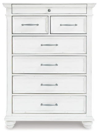 Kanwyn Cal King Upholstered Panel Bed, Dresser, Mirror and Chest