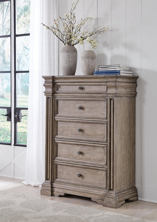 Blairhurst Queen Panel Bed, Dresser, Mirror, 2 Chests and Nightstand