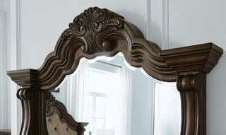 Maylee King Upholstered Bed, Dresser and Mirror
