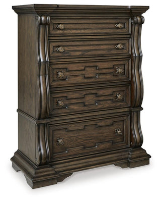 Maylee King Upholstered Panel Bed, Chest and 2 Nightstands