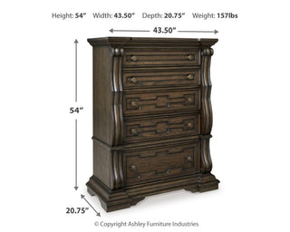Maylee King Upholstered Panel Bed, Chest and 2 Nightstands