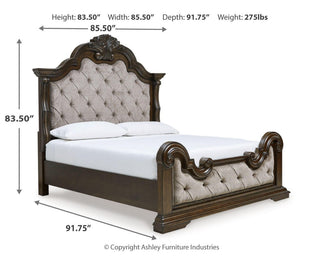 Maylee King Upholstered Panel Bed, Chest and 2 Nightstands