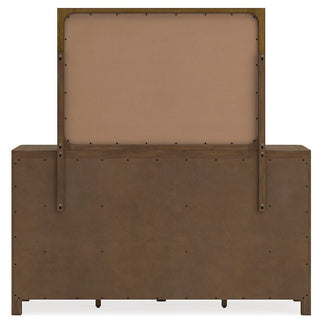 Cabalynn California King Panel Bed with Storage, Dresser and Mirror