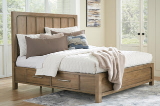 Cabalynn California King Panel Bed with Storage, Dresser and Mirror