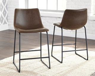 Centiar Upholstered Barstool (2/CN) Faux Leather - Brown, Counter Height