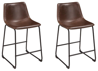 Centiar Upholstered Barstool (2/CN) Faux Leather - Brown, Counter Height