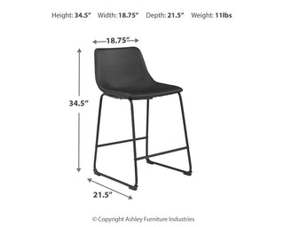 Centiar Upholstered Barstool (2/CN) Faux Leather - Black, Counter Height