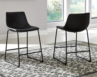 Centiar Upholstered Barstool (2/CN) Faux Leather - Black, Counter Height