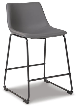 Centiar Upholstered Barstool (2/CN) Faux Leather - Gray, Counter Height