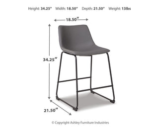 Centiar Upholstered Barstool (2/CN) Faux Leather - Gray, Counter Height