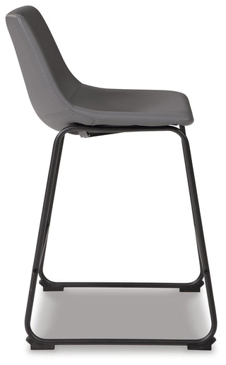 Centiar Upholstered Barstool (2/CN) Faux Leather - Gray, Counter Height