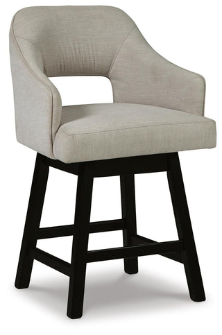 Tallenger UPH Swivel Barstool (2/CN) - Linen/Brown, Counter Height
