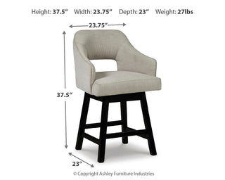 Tallenger UPH Swivel Barstool (2/CN) - Linen/Brown, Counter Height