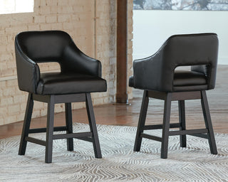 Tallenger UPH Swivel Barstool (2/CN) - Black/Dark Brown, Counter Height