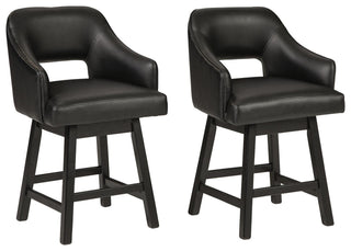 Tallenger UPH Swivel Barstool (2/CN) - Black/Dark Brown, Counter Height