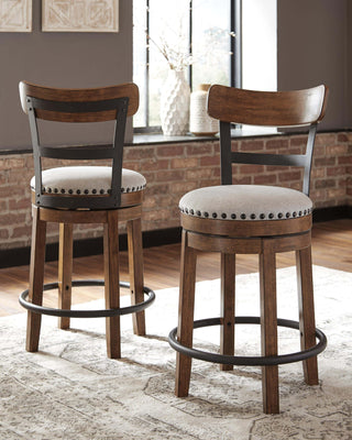 Valebeck UPH Swivel Barstool (1/CN) - Brown, Counter Height