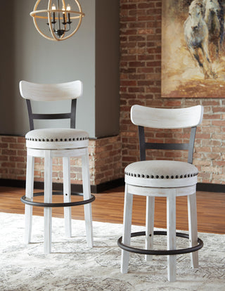 Valebeck UPH Swivel Barstool (1/CN) - White, Counter Height