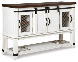 Valebeck Counter Height Dining Table, 6 Barstools and Server
