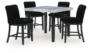 Mervannie Counter Height Dining Table and 4 Barstools