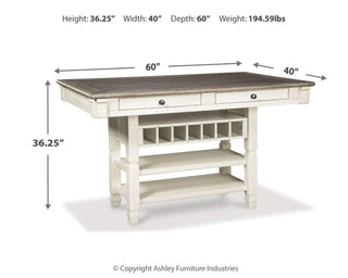 Bolanburg Counter Height Dining Table, 4 Barstools, Bench and Server