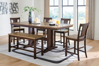 Rylandeen Counter Height Extension Dining Table 4 Barstools and Bench