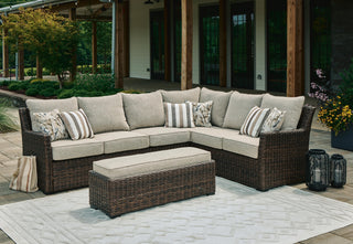 Brook Ranch Outdoor Sofa Sectional, Bench, Lounge Chair and Table