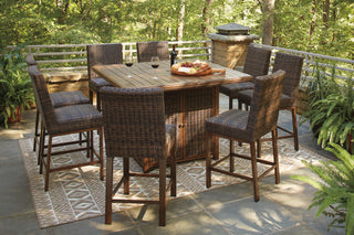 Paradise Trail Outdoor Counter Height Dining Table with 6 Barstools