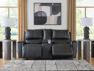 Glossmore DBL Rec Loveseat w/Console Leather