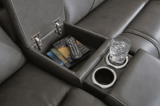 5Z - Pittson 3-Piece Power Reclining Sectional Loveseat with Console Leather