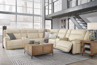 Double Deal 7-Piece Reclining Sectional with 2 Consoles Leather