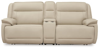 Double Deal 3-Piece Power Reclining Loveseat Sectional with Console Leather