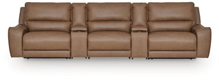 DeepWakes 5-Piece Reclining Sectional with Storage Consoles Leather