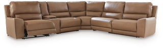 DeepWakes 6-Piece Reclining Sectional with Storage Console Leather