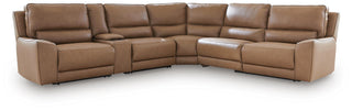 DeepWakes 6-Piece Reclining Sectional with Storage Console Leather