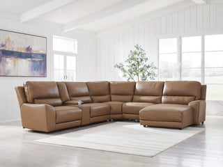 DeepWakes 6-Piece Power Reclining Sectional with Chaise Leather