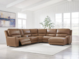 DeepWakes 6-Piece Power Reclining Sectional with Chaise Leather