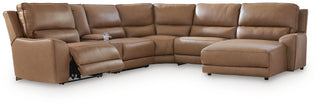 DeepWakes 6-Piece Power Reclining Sectional with Chaise Leather