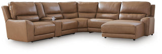 DeepWakes 6-Piece Power Reclining Sectional with Chaise Leather