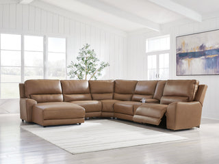DeepWakes 6-Piece Power Reclining Sectional with Chaise Leather