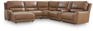 DeepWakes 6-Piece Power Reclining Sectional with Chaise Leather