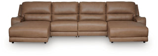 DeepWakes 4-Piece Power Reclining Sectional with Chaise Leather